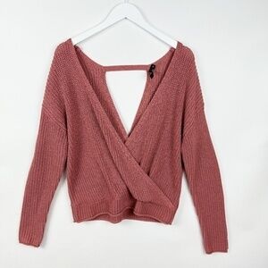 MOON & MADISON Women's V Plunge Knit Sweater Long Sleeve Size Medium